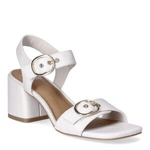 Madden NYC Block Heel Buckle  Sandal  White Color NWT